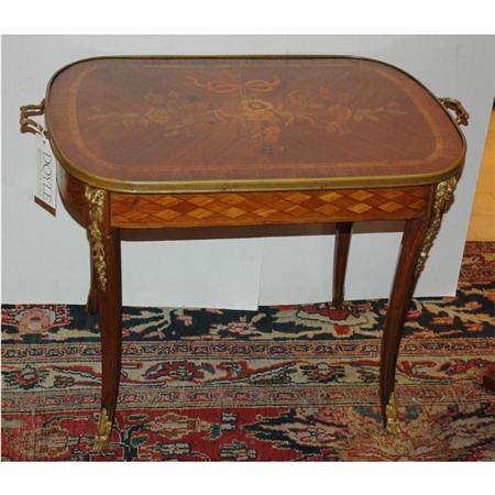 Appraisal: Louis XVI Style Gilt-Metal Mounted Fruitwood Low Table Estimate -