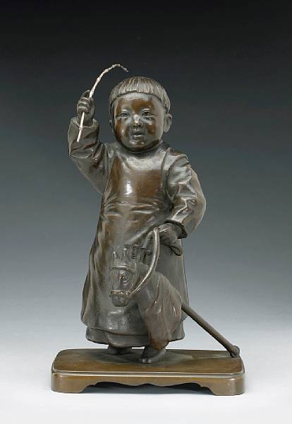 Appraisal: A patinated bronze figure of a child Dated By Hirata