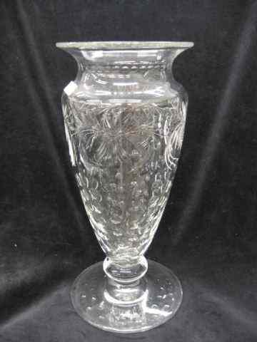 Appraisal: Hawkes Cut Engraved Glass Vase signed '' floral circle decor