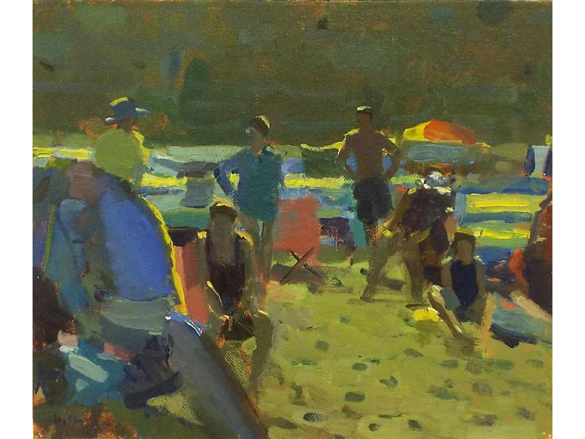 Appraisal: Bo Hilton born - 'Beach Families Sennen' signed signed and