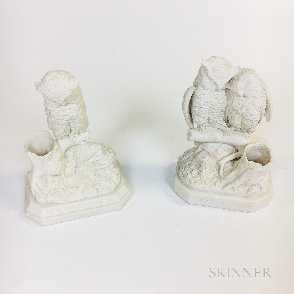 Appraisal: Two Daniel Chester French Parian Match Holders Two Daniel Chester