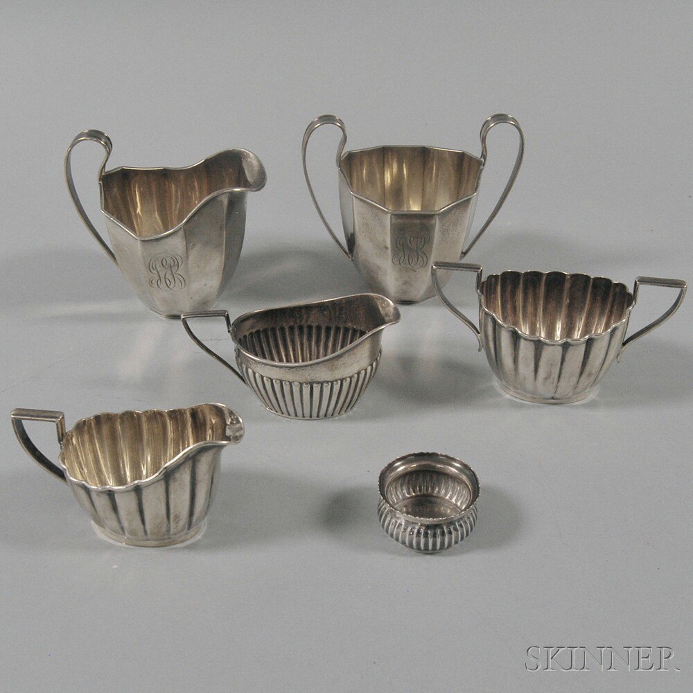 Appraisal: Six Pieces of Sterling Silver Tableware a Shiebler paneled creamer