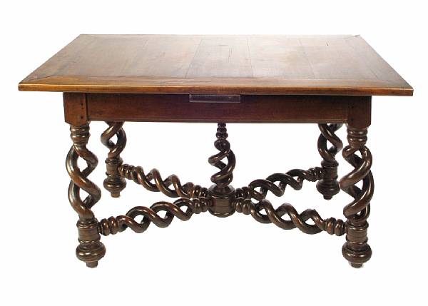 Appraisal: A Baroque style walnut draw leaf dining table th century