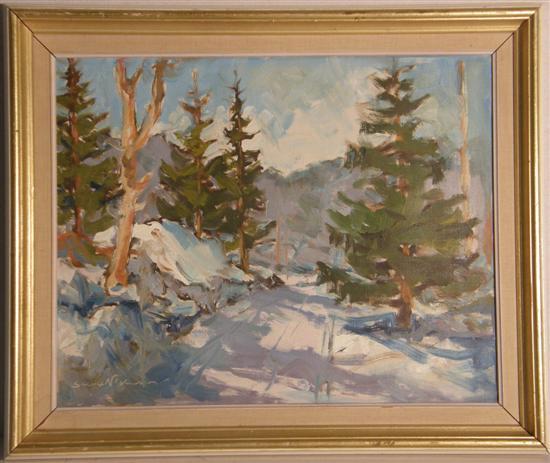 Appraisal: Svend Nielsen Danish 'Snowy Road' signed oil on canvas h