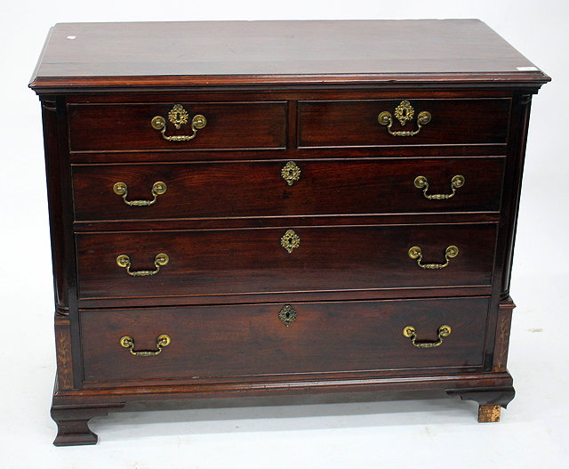 Appraisal: A GEORGE III MAHOGANY CHEST the top with a moulded