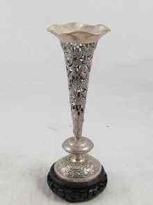 Appraisal: A Chinese silver vase with pierced floral decoration on a