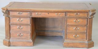 Appraisal: Office desk with inset leather top by Ellis ht in