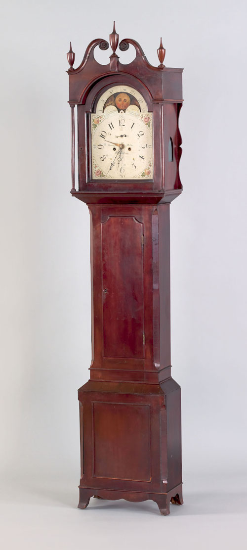 Appraisal: Philadelphia Federal mahogany tall case clock ca the broken arch