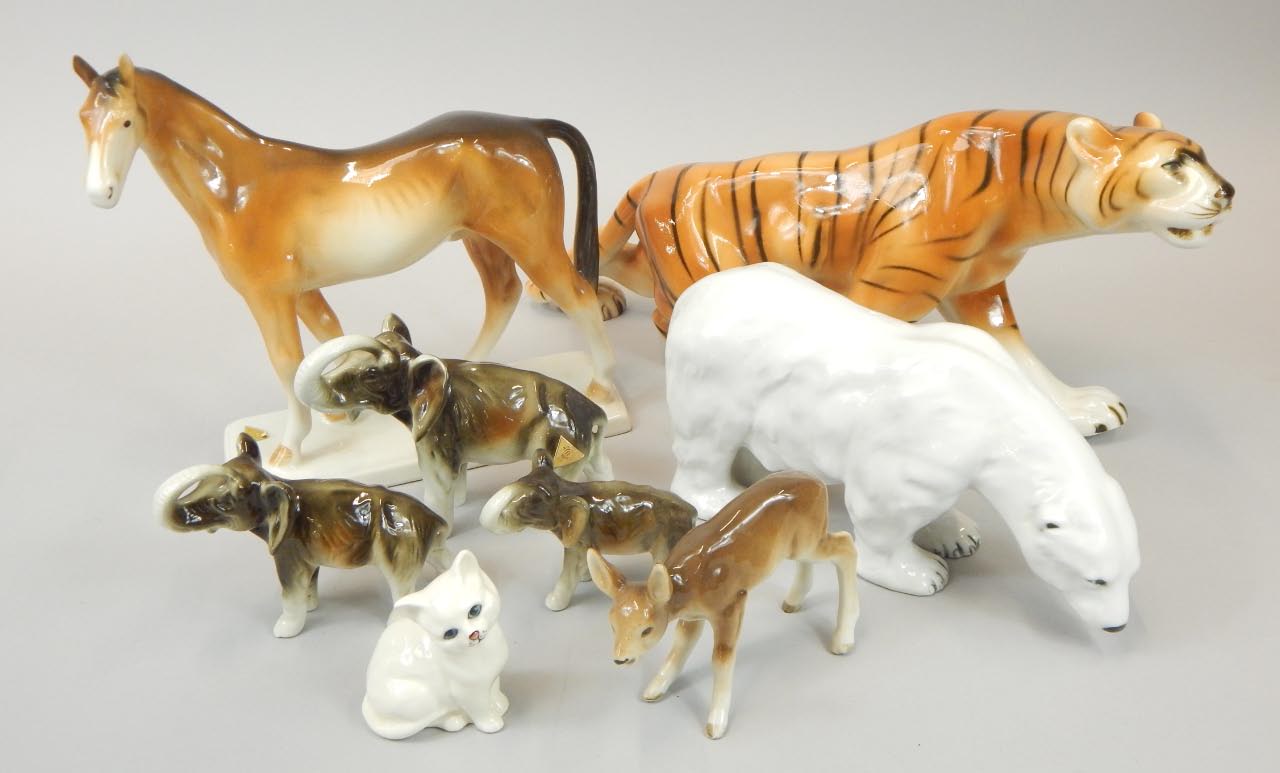 Appraisal: Various ceramic animal figures to include a Royal Dux tiger