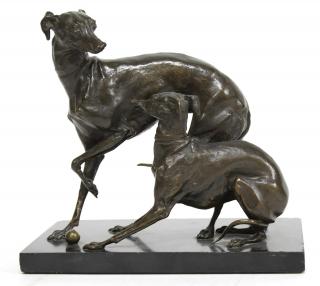 Appraisal: After Pierre Jules Mene French Bronze animalier Two Whippets at