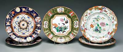 Appraisal: Five Ashworth Imari style plates two with cobalt borders gilt