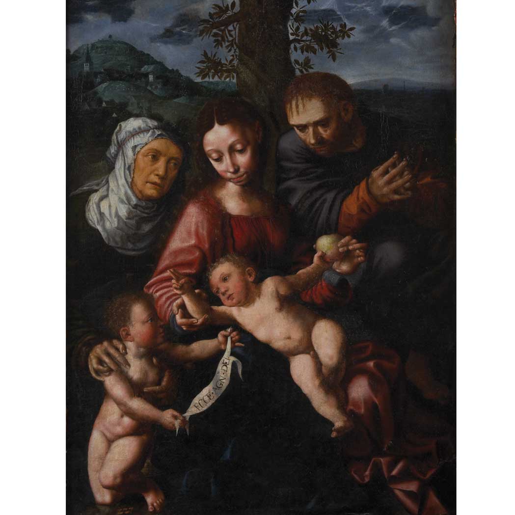 Appraisal: Flemish School th Century Holy Family with Saint Elizabeth and