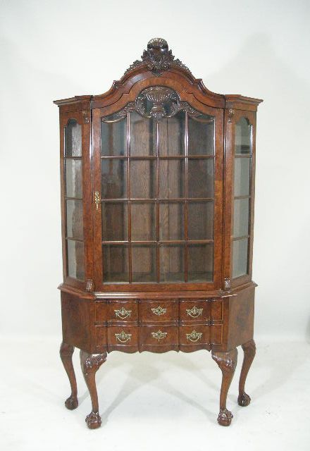 Appraisal: Display Cabinet English Late th c two part form burled