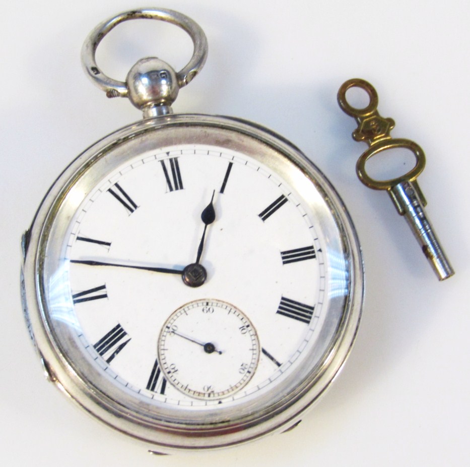 Appraisal: A Victorian silver open faced pocket watch the cm dial