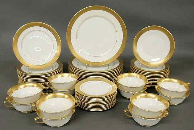 Appraisal: Contemporary Oxford bone china service eggshell with gilt banding to