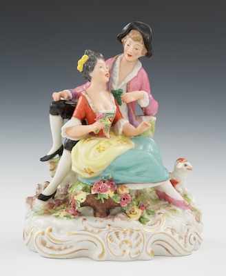 Appraisal: A French Porcelain Figural Group Depicting a courting couple seated