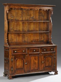 Appraisal: English Carved Oak Welsh Cupboard late th c w English