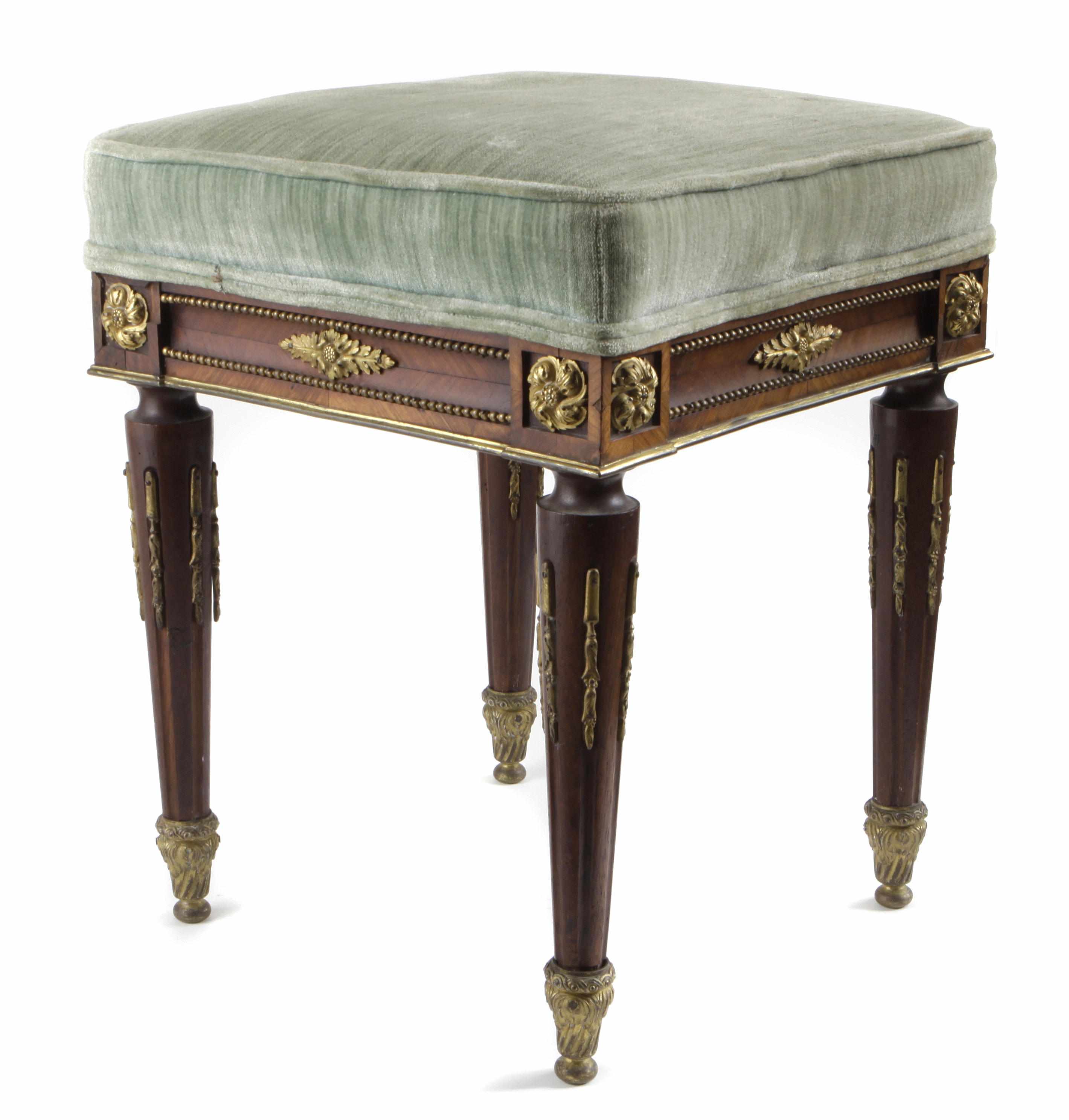 Appraisal: A Louis XVI style gilt bronze mounted mahogany tabouret height