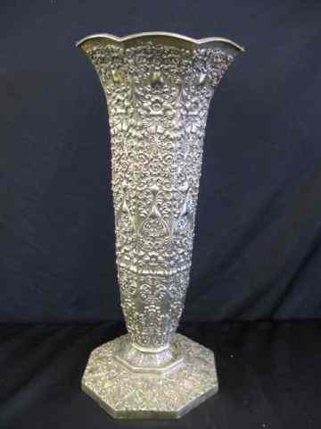 Appraisal: Silverplate Vase elaborate rococo design '' tall hallmarks