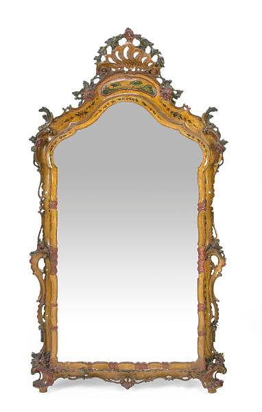 Appraisal: A Venetian Rococo style painted mirrorlate th century The arched