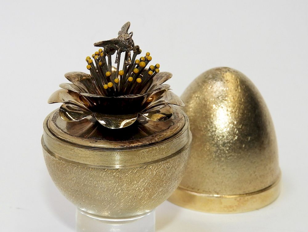 Appraisal: Stuart Devlin Gilt Sterling Silver Surprise Egg Stuart Devlin England