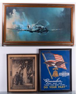 Appraisal: Barrie A F Clarke Spitfire Print Posters Trio Lot of