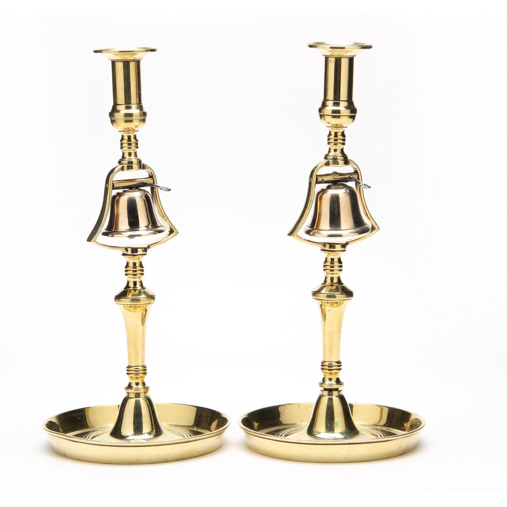 Appraisal: A Pair of English Brass Tavern Candlesticks late th century