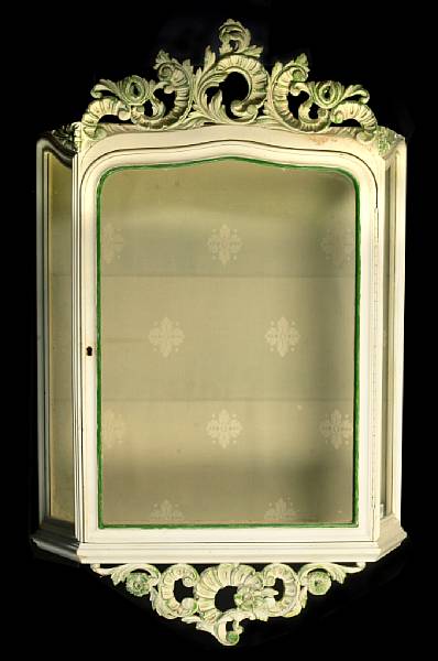 Appraisal: A Louis XV style paint decorated hanging cabinet height in