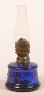 Appraisal: Cobalt Blue Glass Wide Awake Mini Lamp Cobalt Blue Glass