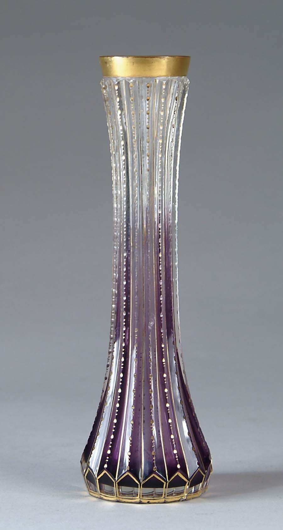 Appraisal: MOSER TYPE VASE Amethyst shading to a clear cut vase