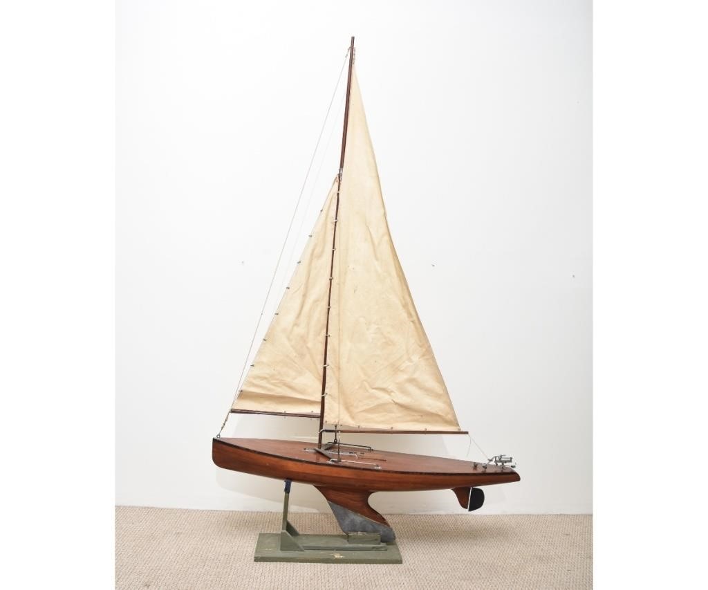 Appraisal: Large mahogany racing boat pond model 'SOL II' circa 's