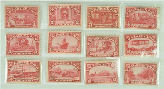 Appraisal: Twelve Stamps US Parcel Post Q -Q Parcel post stamps