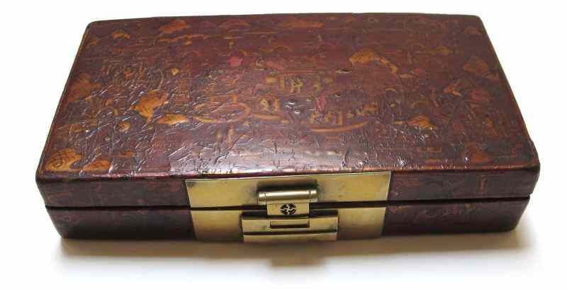 Appraisal: Japanese Lacquered Boxdecorated with figures in a landscape to top