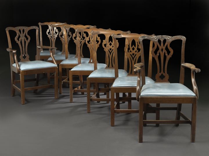 Appraisal: Near Suite of Eight George III-Style Mahogany Dining Chairs fourth