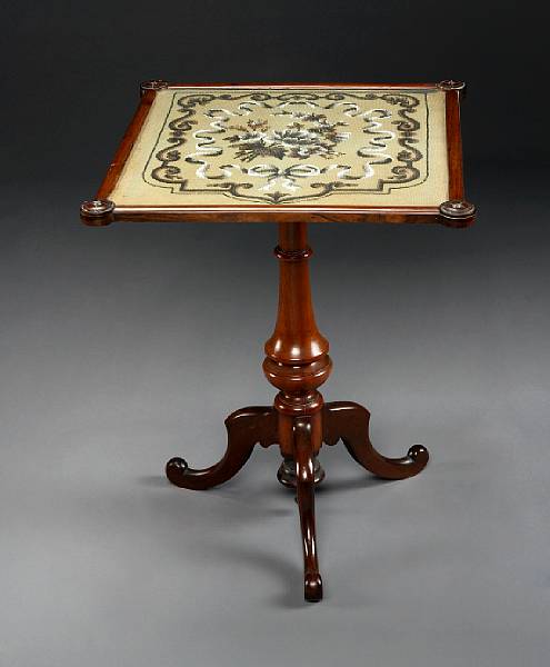 Appraisal: A George III needlework mounted mahogany table first quarter th