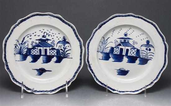 Appraisal: Pair of Staffordshire blue and white pearlware dessert plates decorated