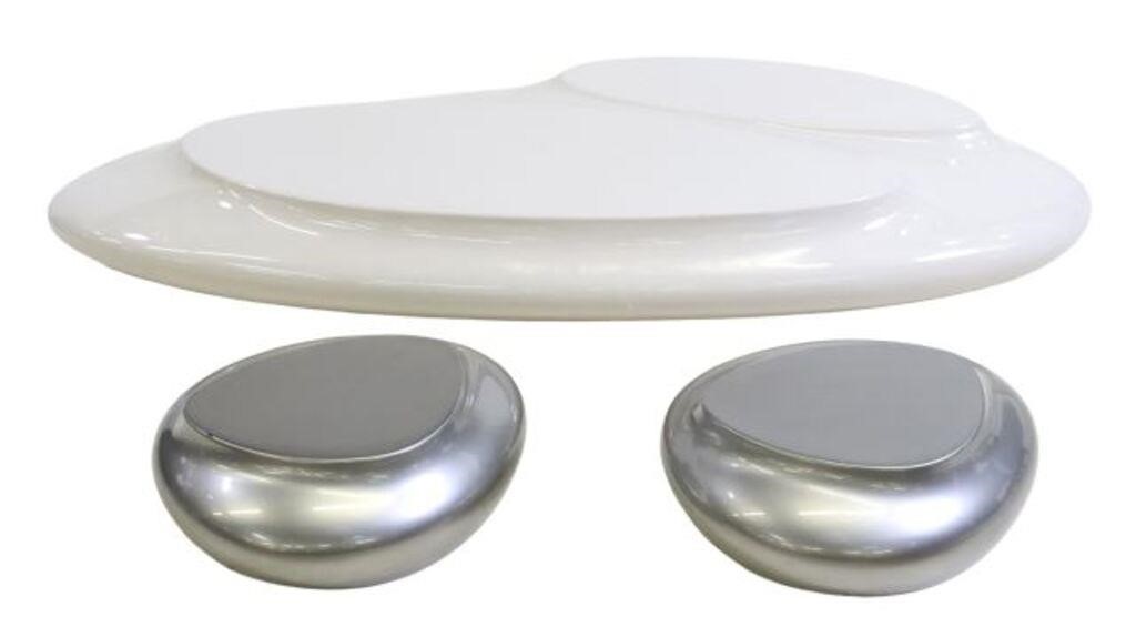 Appraisal: lot of Modern fiberglass low tables all in organic forms