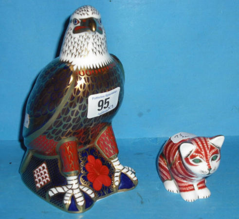 Appraisal: Royal Crown Derby Paperweights Bald Eagle And Ginger Kitten Both