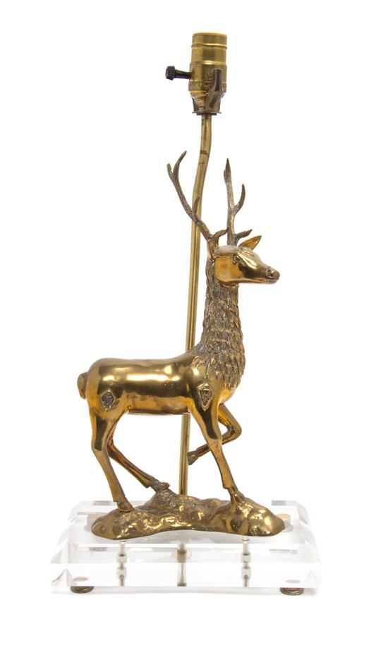 Appraisal: Sale Lot A Brass Stag Form Lamp raised on a