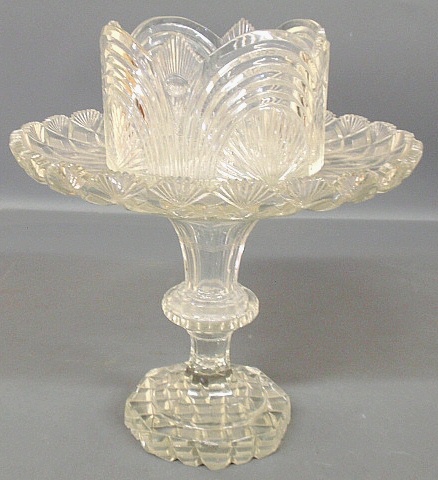 Appraisal: - Cut crystal centerpiece th c with a circular bowl