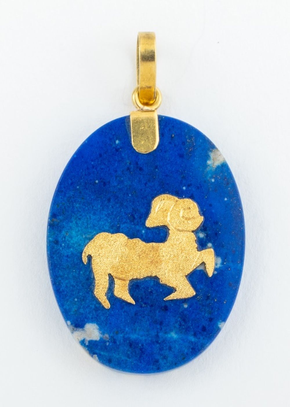 Appraisal: VINTAGE K GOLD LAPIS ARIES ZODIAC PENDANT Vintage c s