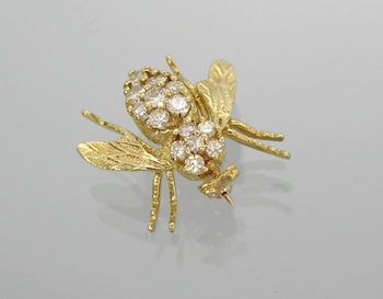 Appraisal: An k Gold and Diamond Fly Brooch k yellow gold