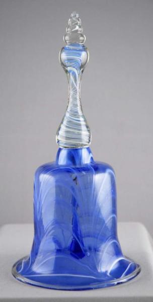 Appraisal: Blue Glass Wedding Bell with Latticino Handle Description Circa Condition