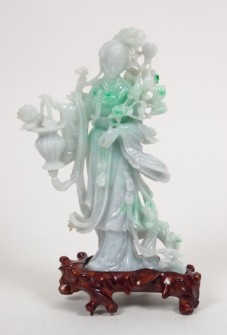 Appraisal: Chinese carved jade Quan-Yin th century modeled as traditional Goddess