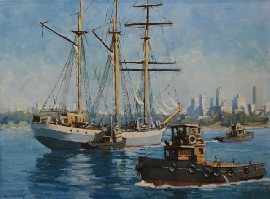 Appraisal: Rhys Williams - Indonesian Training Ship The Arutji oil on