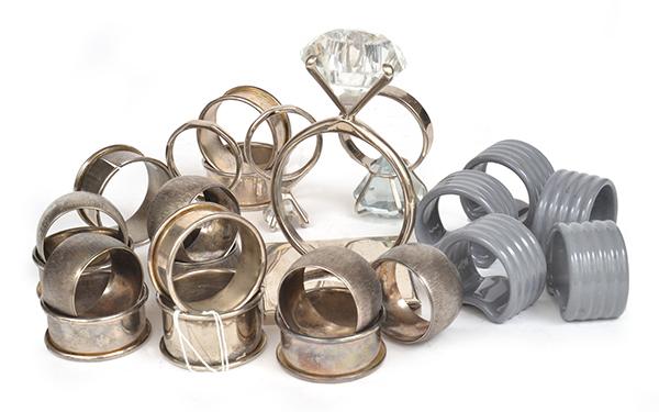 Appraisal: LARGE COLLECTION OF SILVER PLATE CERAMIC AND PLASTIC NAPKIN RINGS