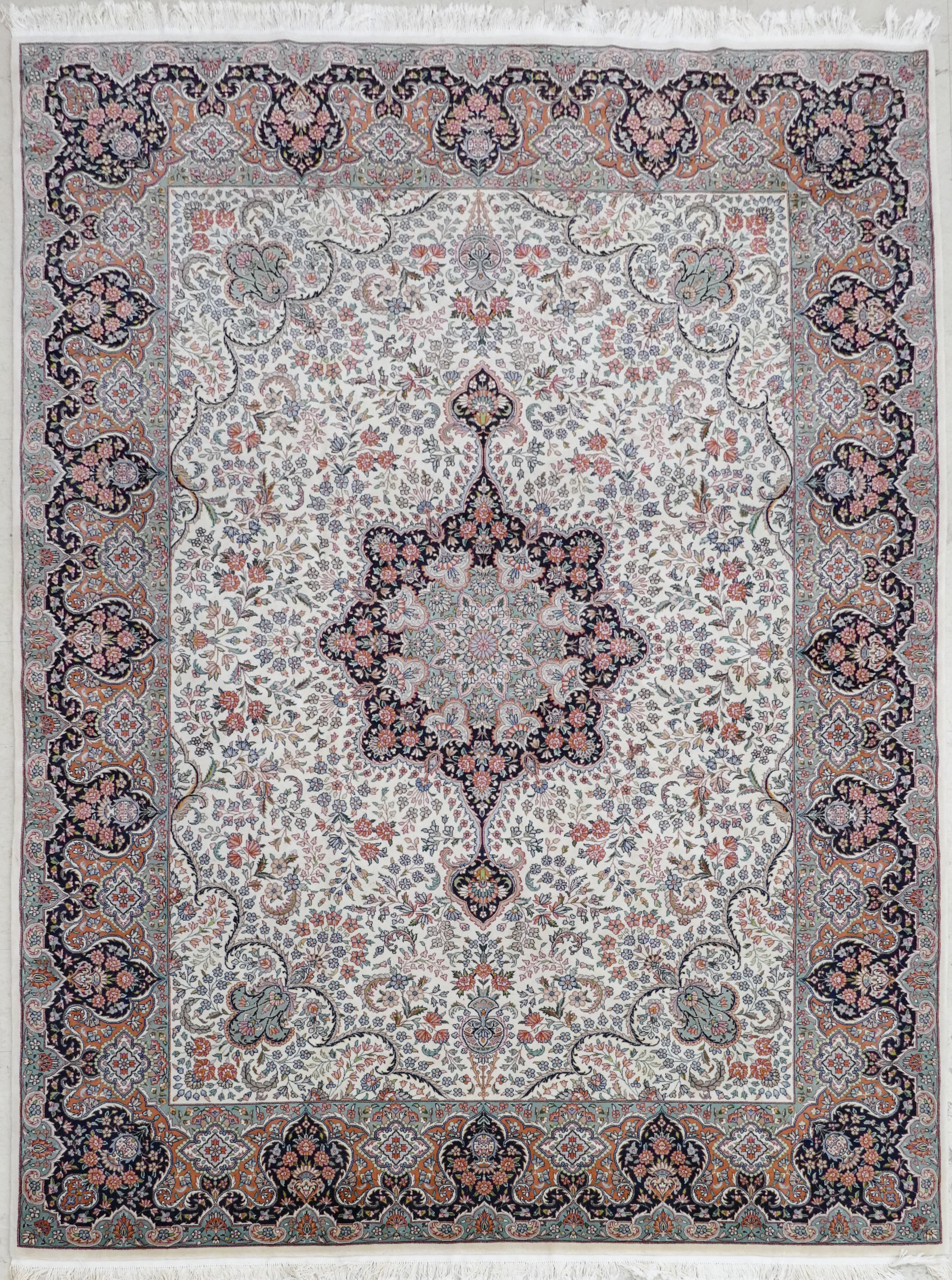 Appraisal: Contemporary Persian Medallion Oriental Rug x ' White field with