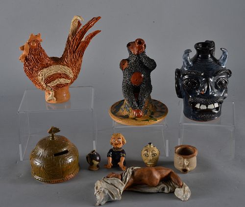 Appraisal: BILLY RAY HUSSEY POTTERY GROUPING DAMAGEall items have damage sold