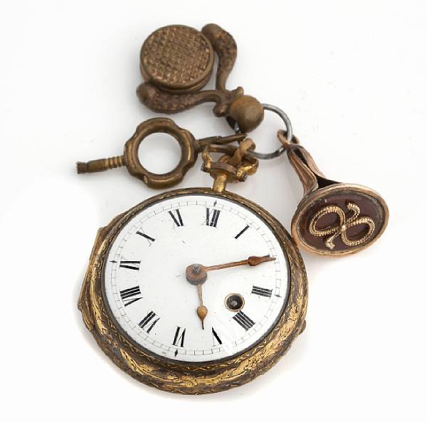 Appraisal: Worthing London A gilt metal key-wind fusee verge pocket watch