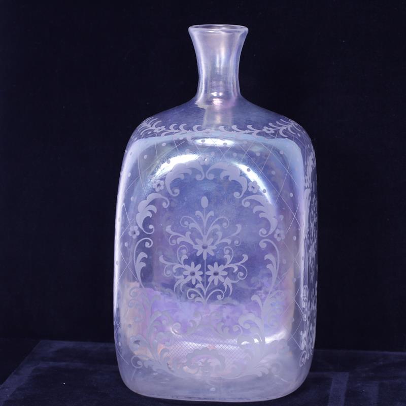 Appraisal: Large Continental Iridescent Glass Bottle form Vase or Jar with